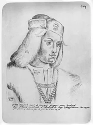 パーキンウォーベックの肖像（c.1474-99）フランダースの詐欺師とイギリスの王位のふり（紙に楽観的）